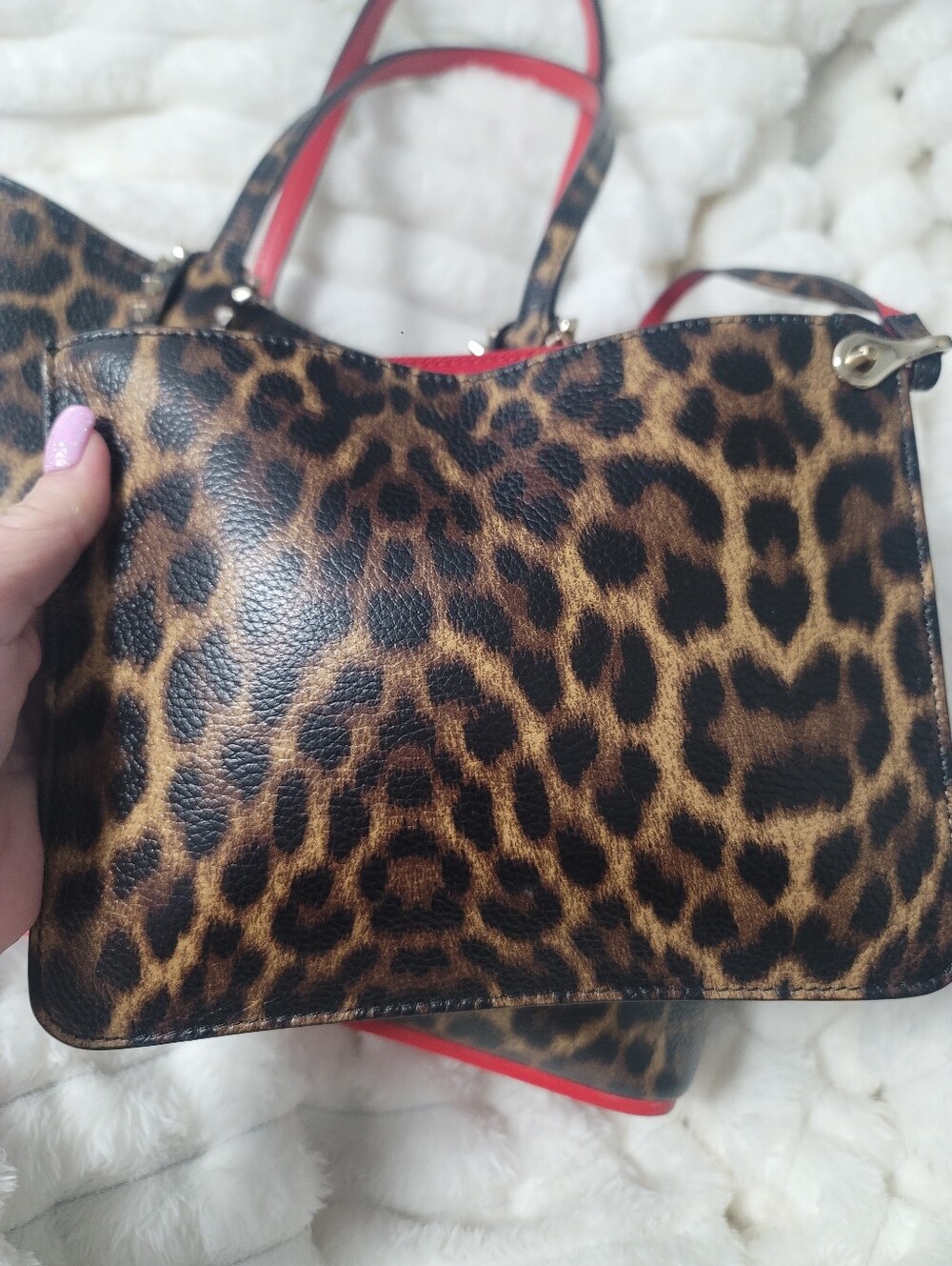 Christian Louboutin Cabata Small Leopard-Print Tote Bag With Pouch  Dustbag - Picture 15 of 16
